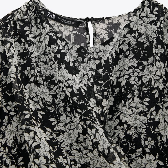 Zara Floral Print Crop Top Size Large - Picture 2 of 5